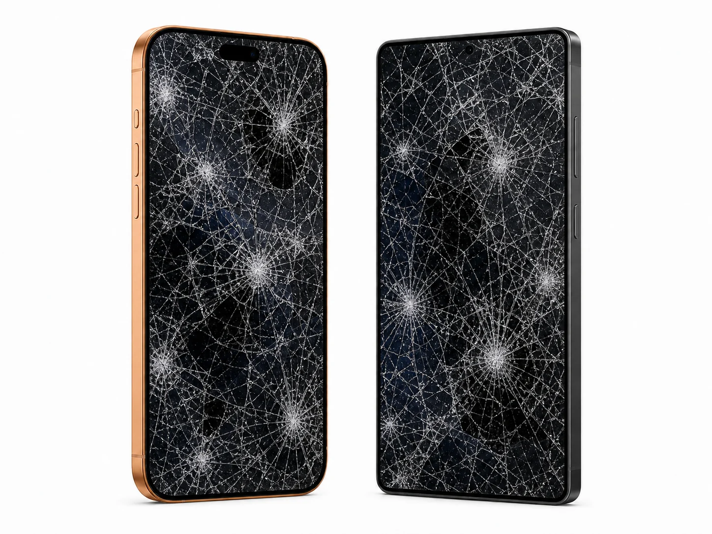 Rozbitý displej telefonu před opravou